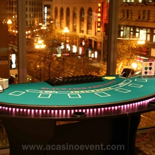 Authentic Blackjack table set up at a casino party.